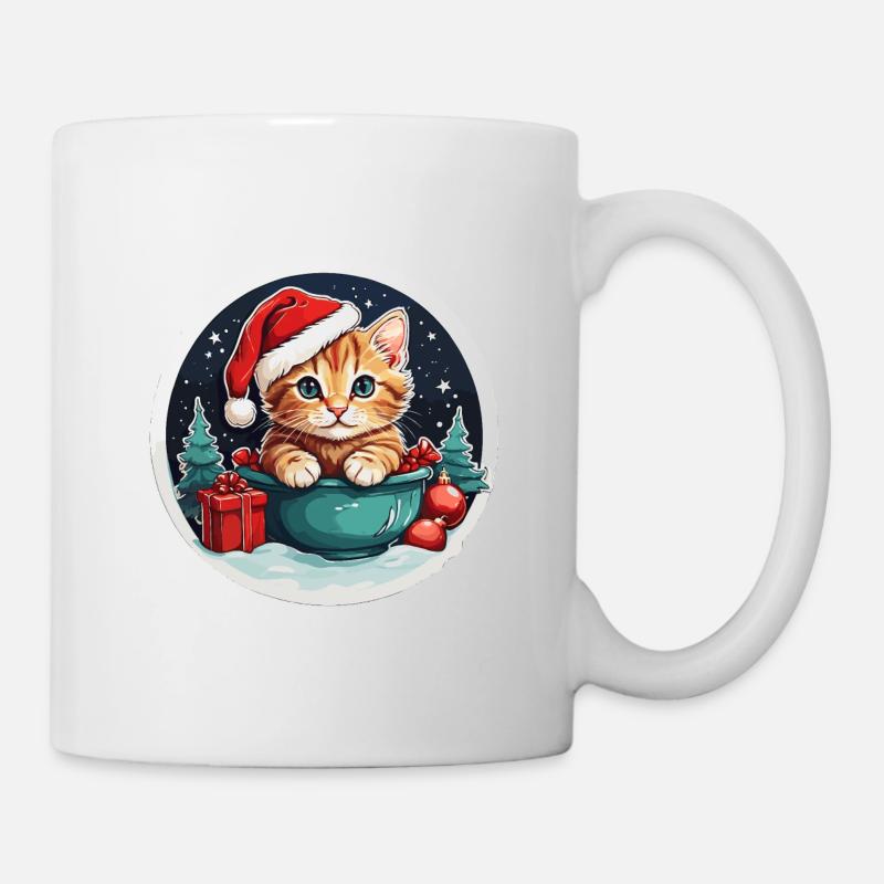 chat de Noël tigré - Mug blanc - blanc