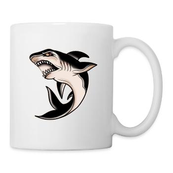 Traditionelles Tattoo des weißen Hais der alten Schule - Tasse - Weiß - Rechts