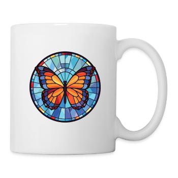 Schmetterling bunte Aquarell Tier Illustration - Tasse - Weiß - Rechts