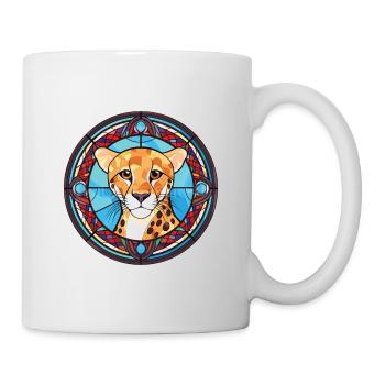 Gepard, Buntes, Aquarell, Tier, Illustration - Tasse - Weiß - Rechts