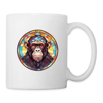 Schimpanse bunte Aquarell-Tierillustration - Tasse - Weiß - Rechts