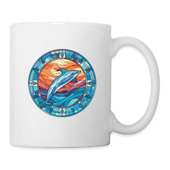 Dolphin Colorful Watercolor Animal Illustration - Mug - white - Right