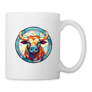 Bull Colorful Watercolor Animal Pet Illustration - Mug - white - Right