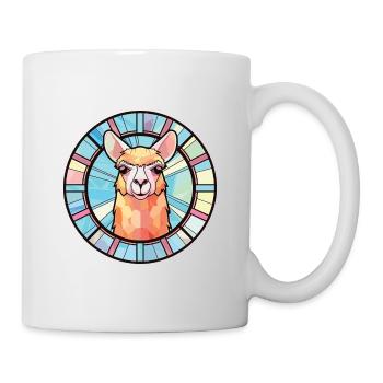 Alpaka buntes Aquarell Tier Haustier Illustration - Tasse - Weiß - Rechts