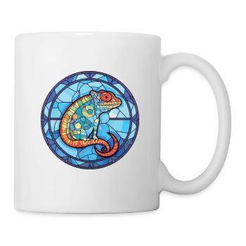 Chamäleon, Buntes, Aquarell, Tier, Illustration - Tasse - Weiß - Rechts