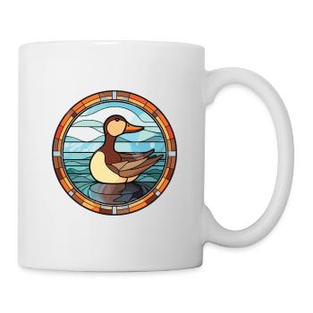 Bunte Aquarell-Tierhaustierillustration der Ente - Tasse - Weiß - Rechts
