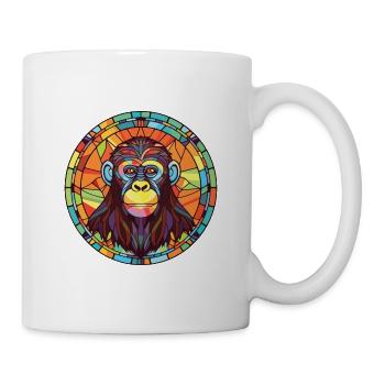 Affe buntes Aquarell Tier Haustier Illustration - Tasse - Weiß - Rechts
