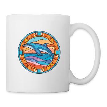 Dolphin Colorful Watercolor Animal Illustration - Mug - white - Right