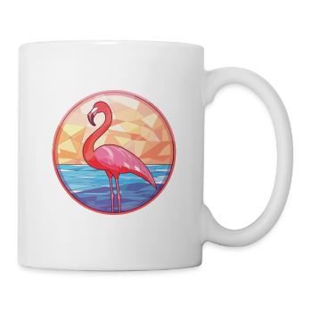 Flamingo Buntes Aquarell Tier Illustration - Tasse - Weiß - Rechts