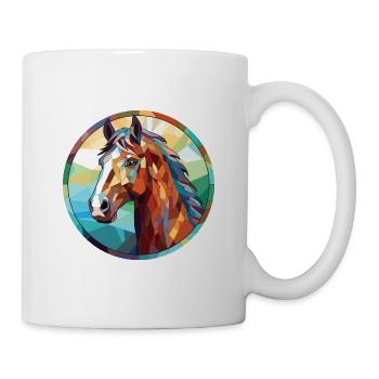 Pferd buntes Aquarell Tier Haustier Illustration - Tasse - Weiß - Rechts