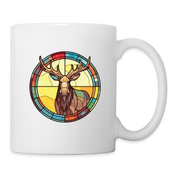 Elch buntes Aquarell Tier Haustier Illustration - Tasse - Weiß - Rechts