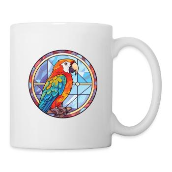 Papagei buntes Aquarell Tier Haustier Illustration - Tasse - Weiß - Rechts
