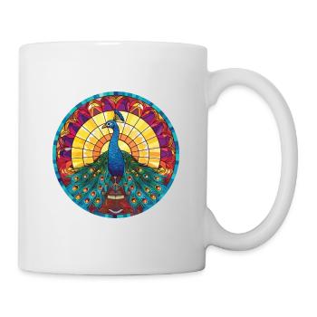 Peacock Colorful Watercolor Animal Illustration - Mug - white - Right