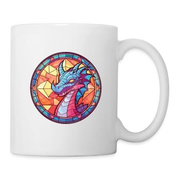 Drache Buntes Aquarell Tier Haustier Illustration - Tasse - Weiß - Rechts