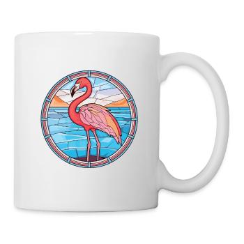 Flamingo Buntes Aquarell Tier Illustration - Tasse - Weiß - Rechts