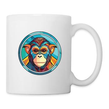 Affe buntes Aquarell Tier Haustier Illustration - Tasse - Weiß - Rechts