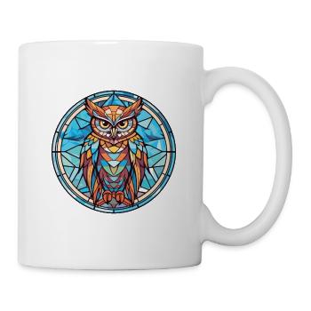 Eule buntes Aquarell Tier Haustier Illustration - Tasse - Weiß - Rechts