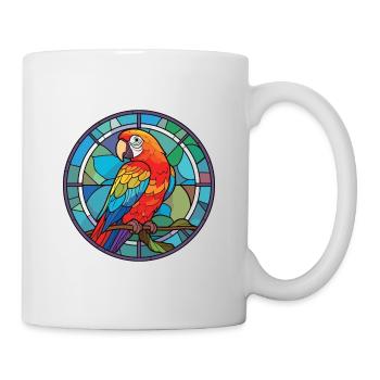 Papagei buntes Aquarell Tier Haustier Illustration - Tasse - Weiß - Rechts