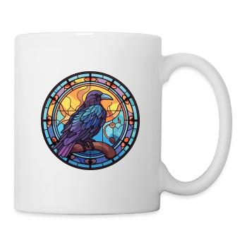 Rabe buntes Aquarell Tier Haustier Illustration - Tasse - Weiß - Rechts