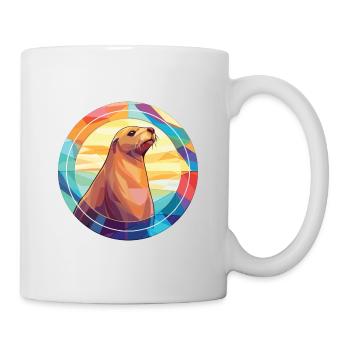 Sea Lion Colorful Watercolor Animal Illustration - Mug - white - Right