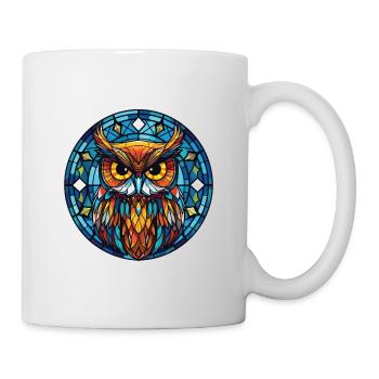 Eule buntes Aquarell Tier Haustier Illustration - Tasse - Weiß - Rechts
