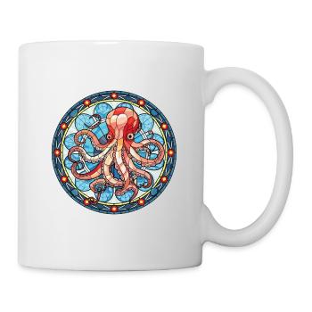 Oktopus bunte Aquarell-Tier-Illustration - Tasse - Weiß - Rechts