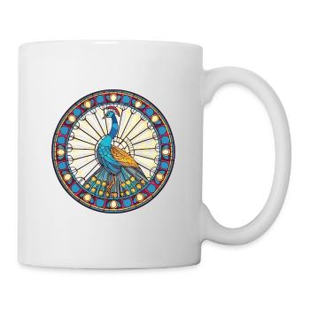 Peacock Colorful Watercolor Animal Illustration - Mug - white - Right