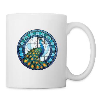 Peacock Colorful Watercolor Animal Illustration - Mug - white - Right
