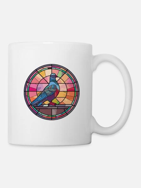 Bunte Aquarell-Tierhaustierillustration der Taube - Tasse - Weiß