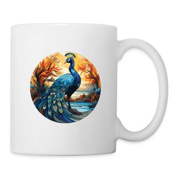 Peacock Colorful Watercolor Animal Illustration - Mug - white - Right