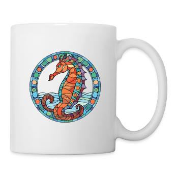 Seepferdchen, Buntes, Aquarell, Tier, Illustration - Tasse - Weiß - Rechts