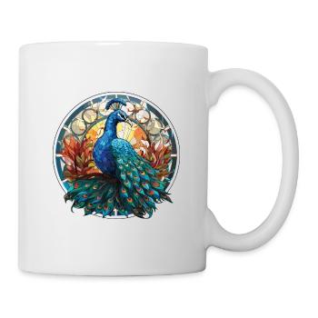 Peacock Colorful Watercolor Animal Illustration - Mug - white - Right
