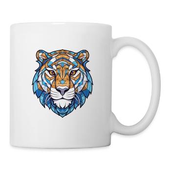 Tigre aquatique bleu animal aquarelle coloré animal de compagnie - Mug blanc - blanc - Droite