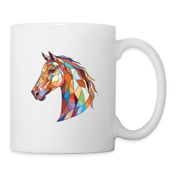 Pferd buntes Aquarell Tier Haustier Illustration - Tasse - Weiß - Rechts