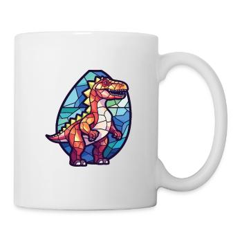 Bunte Aquarell-Tierillustration des Dinosauriers - Tasse - Weiß - Rechts