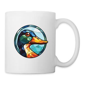 Bunte Aquarell-Tierhaustierillustration der Ente - Tasse - Weiß - Rechts