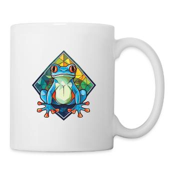 Bunte Aquarell-Tierhaustierillustration des Frosches - Tasse - Weiß - Rechts