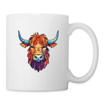 Highland Cow Colorful Watercolor Animal Cartoon - Mug - white - Right
