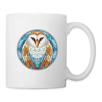 Bunte Aquarell-Tierillustration der Schleiereule - Tasse - Weiß - Rechts