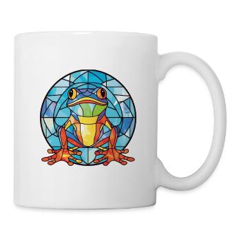 Bunte Aquarell-Tierhaustierillustration des Frosches - Tasse - Weiß - Rechts