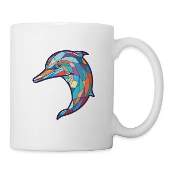 Dolphin Colorful Watercolor Animal Illustration - Mug - white - Right