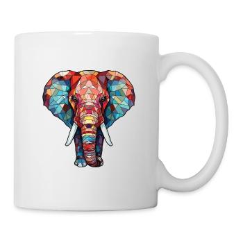Bunte Aquarell-Tierillustration des Elefanten - Tasse - Weiß - Rechts