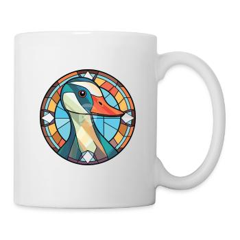 Gans, Buntes, Aquarell, Tier, Haustier, Illustration - Tasse - Weiß - Rechts