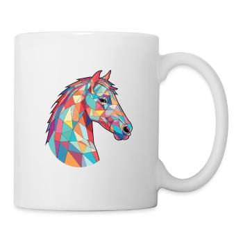 Pferd buntes Aquarell Tier Haustier Illustration - Tasse - Weiß - Rechts