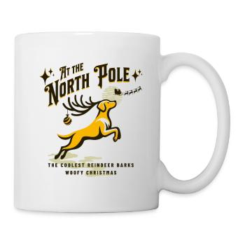 Nordpol Zauber: Der bellende Rentier Hund - Tasse - Weiß - Rechts