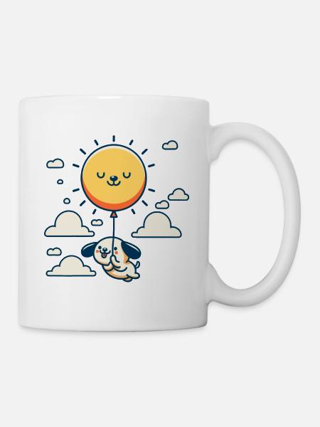 Le ballon, le soleil et un chien heureux - Mug blanc - blanc