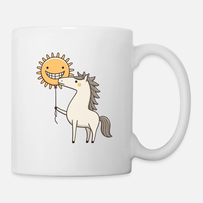 Cheval radieux et soleil souriant - Mug blanc - blanc