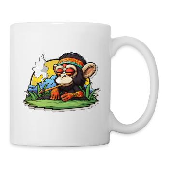 Rauchender Affe genießt es, high zu werden - Tasse - Weiß - Rechts