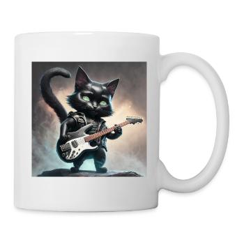 Rocker Guitar Glitter Cat : Mignon et rebelle - Mug blanc - blanc - Droite