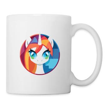 Pony buntes Aquarell Tier Haustier Illustration - Tasse - Weiß - Rechts